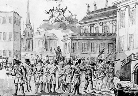 Fersenska-mordet Finländaren P.O. Adelborgs bild så som han föreställde sig mordet på greve Axel von Fersen.